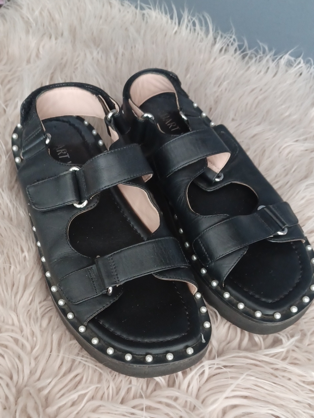 Stuart Weitzman Zoe Lift Chunky Leather Sandals
